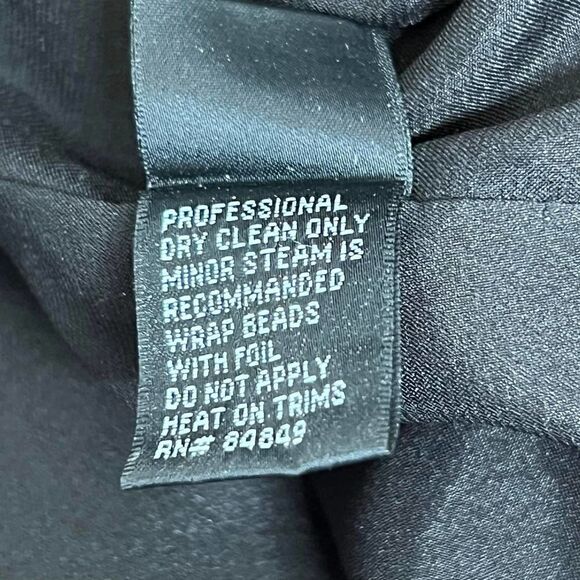 CARMEN Marc Valvo Dress Black‎ Gold Metallic Beaded Hem Size 6 - Picture 10 of 13